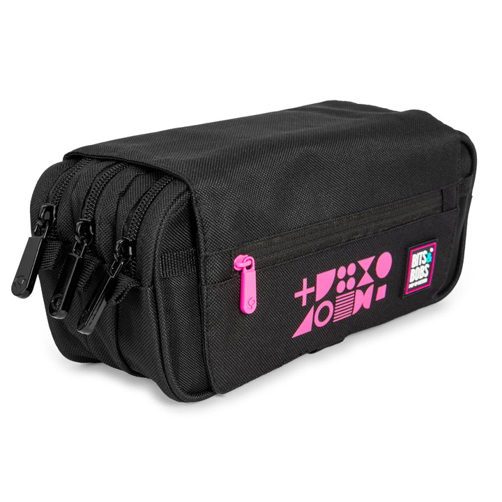 ColePack Fluor - Estuche Triple de 3 Cremalleras con Material Escolar Incluido. Fucsia