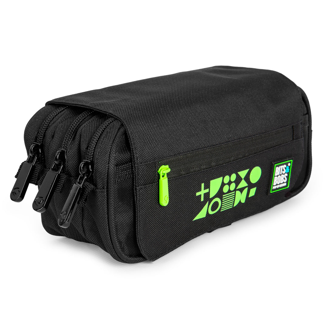 ColePack Fluor - Estuche Triple de 3 Cremalleras con Material Escolar Incluido. Verde