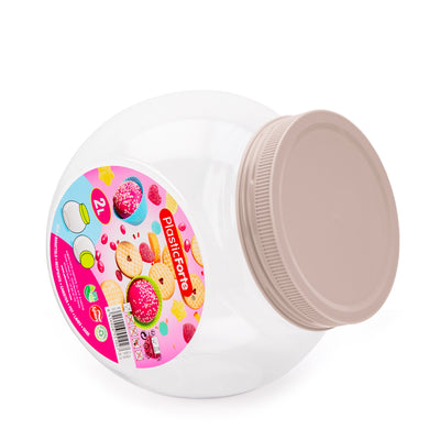 Plastic Forte - Bote para Golosinas Candy 2L con 2 Posiciones. Ideal Despensa. Marrón