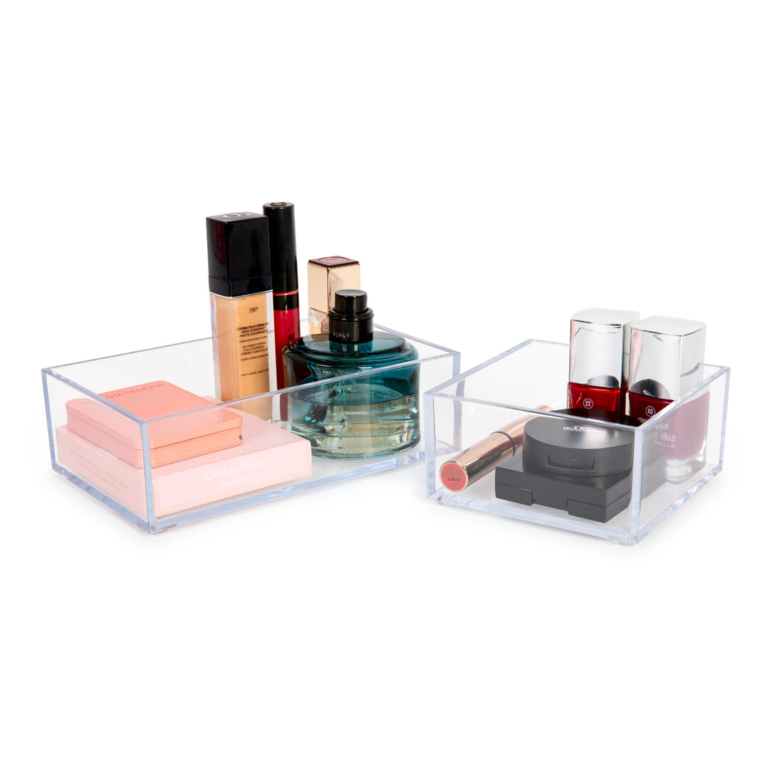 Plastic Forte - Set de 2 Cajones Multiusos Organizadores de Cosmética. Transparentes