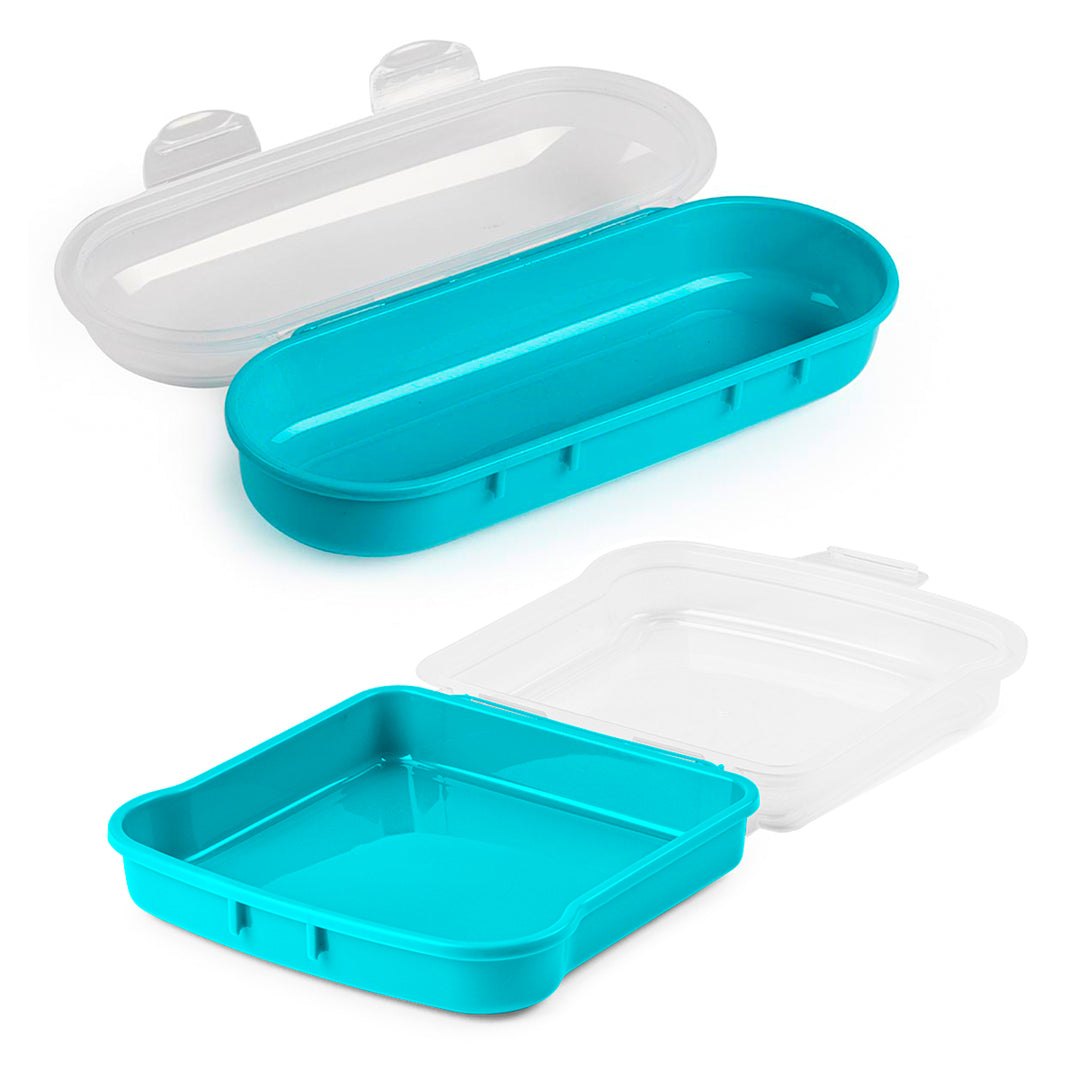 Plastic Forte - Pack de Porta Bocadillos y Porta Sándwich Reutilizables. Turquesa