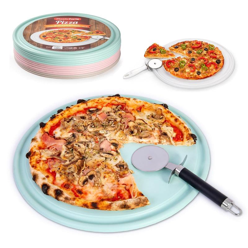Plastic Forte - Juego de 2 Platos Redondos para Pizzas y Tartas de 35 cm. Blanco
