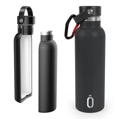 Runbott Sport - Botella Térmica Reutilizable de 0.6L con Interior Cerámico. Negro