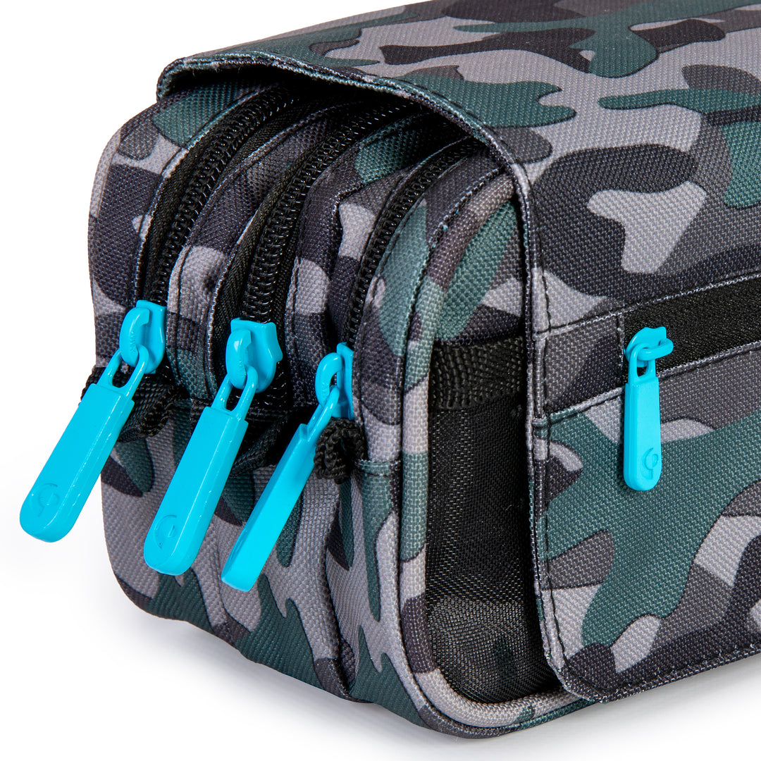 ColePack Design - Estuche Triple de 3 Cremalleras con Material Escolar Incluido. Stamps