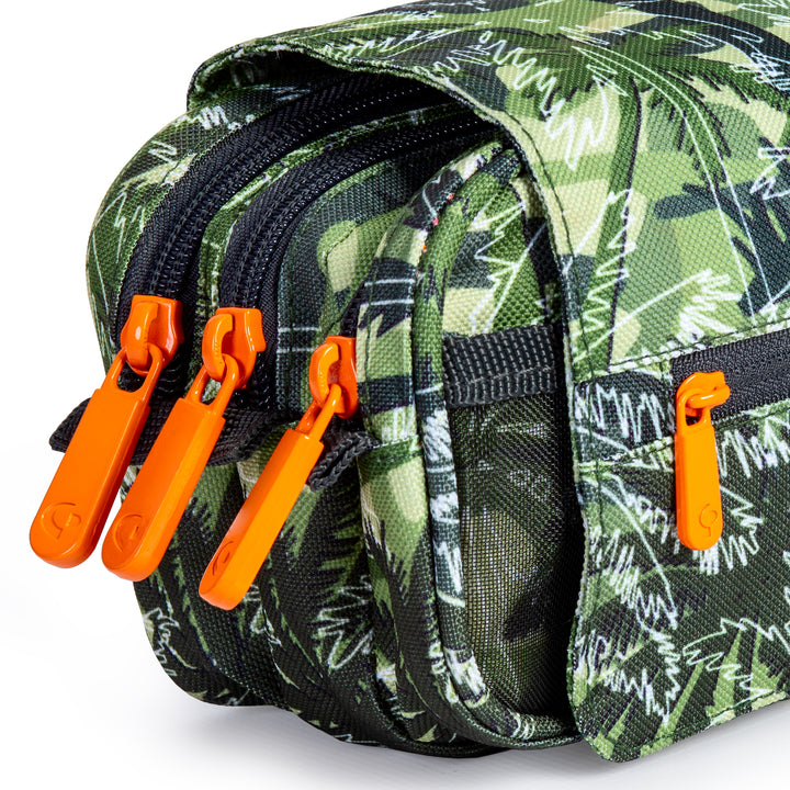 ColePack Design - Estuche Triple de 3 Cremalleras con Material Escolar Incluido. Palms