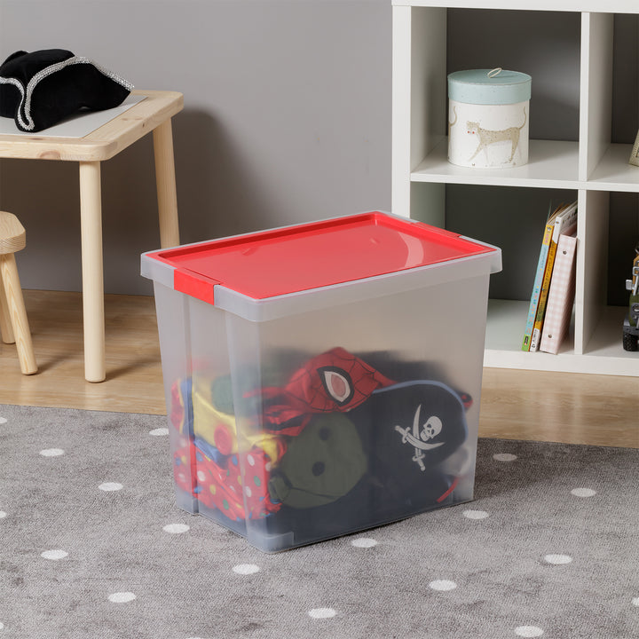 TATAY - Caja de Ordenación Multiusos 60L 100% Reciclable con Tapa Abatible. Rojo