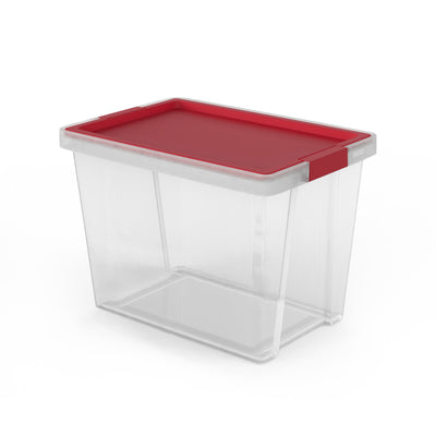 TATAY - Lote de 3 Cajas de Ordenación Multiusos 15L 100% Reciclable con Tapa Abatible. Rojo