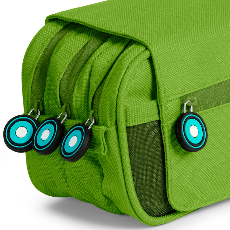 Grafoplás - Estuche Portatodo Triple con Solapa para Material Escolar. Verde