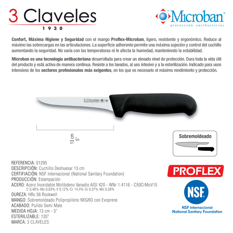 3 Claveles 01702 - Estuche para Corte de Jamón. Incluye 3 Cuchillos, Chaira y Estuche
