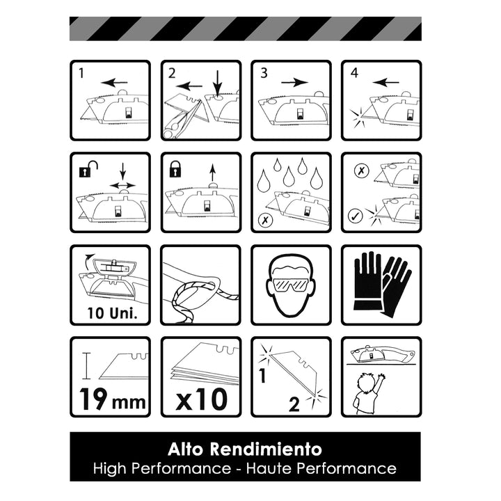 3 Claveles 00214 - Cutter Profesional Retráctil de Alto Rendimiento, Acabado en Zinc y Goma Termoplástica