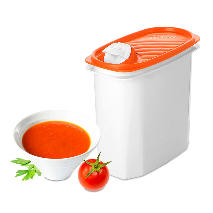 TATAY - Recipiente Porta Gazpacho Hermético 2L con Tapón Vertedor. Naranja