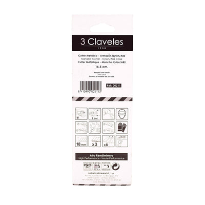 3 Claveles 00211 - Cutter Alto Rendimiento Metálico con Armazón Nylon/ABS
