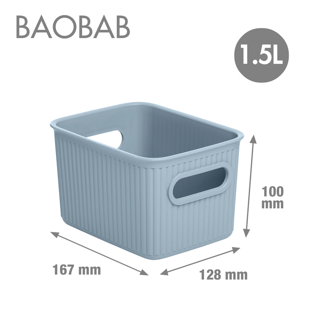 TATAY Baobab - Caja Organizadora Rectangular 1.5L Plástico PP05. Azul Mist