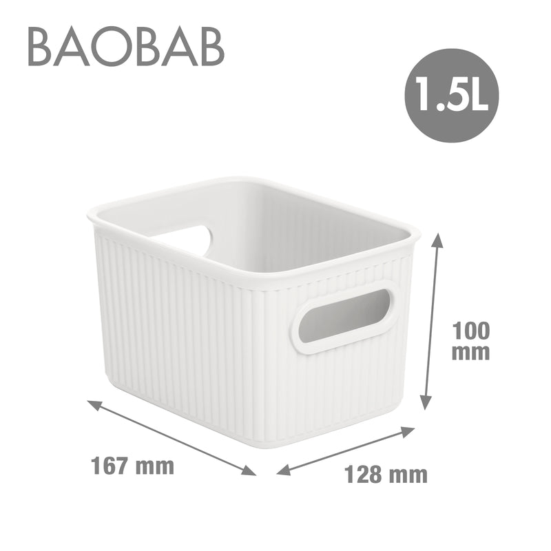 TATAY Baobab - Caja Organizadora Rectangular 1.5L Plástico PP05. Blanco Pergamon