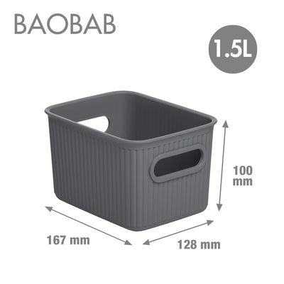 TATAY Baobab - Caja Organizadora Rectangular 1.5L Plástico PP05. Gris Antracita