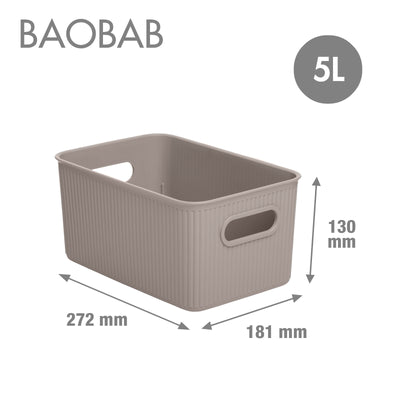 TATAY Baobab - Lote de 4 Cajas Organizadoras 5L Plástico PP05. Taupe