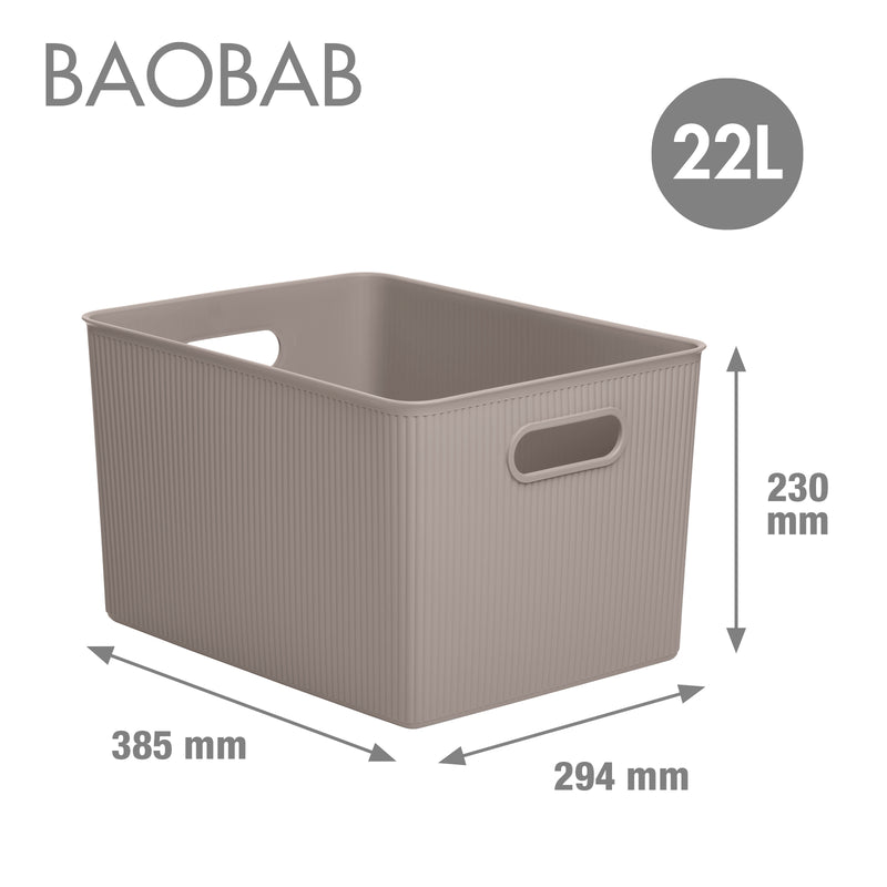 TATAY Baobab - Set de 2 Cajas Organizadoras 15L con Tapa en Plástico PP05.  Blanco Pergamon
