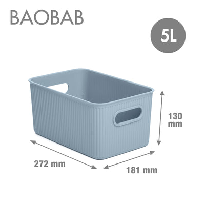 TATAY Baobab - Caja Organizadora Rectangular 5L Plástico PP05. Azul Mist