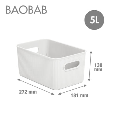 TATAY Baobab - Set de 3 Cajas Organizadoras Grandes con Tapa en Plástico PP05. Blanco Pergamon