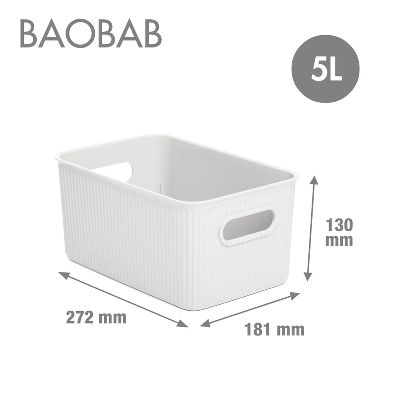 TATAY Baobab - Set de 3 Cajas Organizadoras Medianas con Tapa en Plástico PP05. Blanco Pergamon