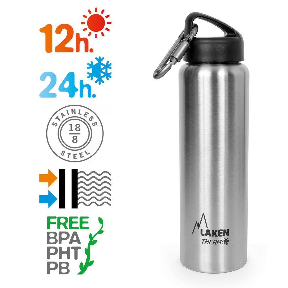 LAKEN Classic - Botella Térmica de Boca Ancha 0.75L en Acero Inoxidable. Turquesa