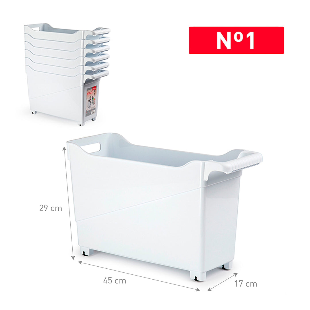 Plastic Forte - Cesta Organizadora con Ruedas Nº 1. Ideal Bajo Fregadero. Blanco