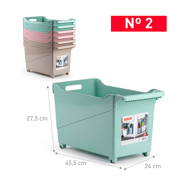 Plastic Forte - Cesta Organizadora con Ruedas Nº 2. Ideal Bajo Fregadero. Rosa