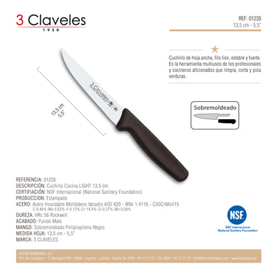3 Claveles Light - Cuchillo Cocinero 13.5 cm Acero Inoxidable Mango Polipropileno