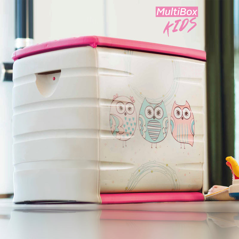 Plastiken Kids Deco - Caja de Ordenación Multiusos Infantil 45L con Ruedas. Rosa