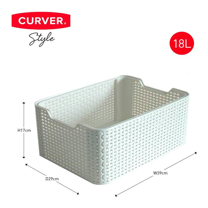 Curver Style - Cesta de Ordenación Rectangular 18L. Color Blanco