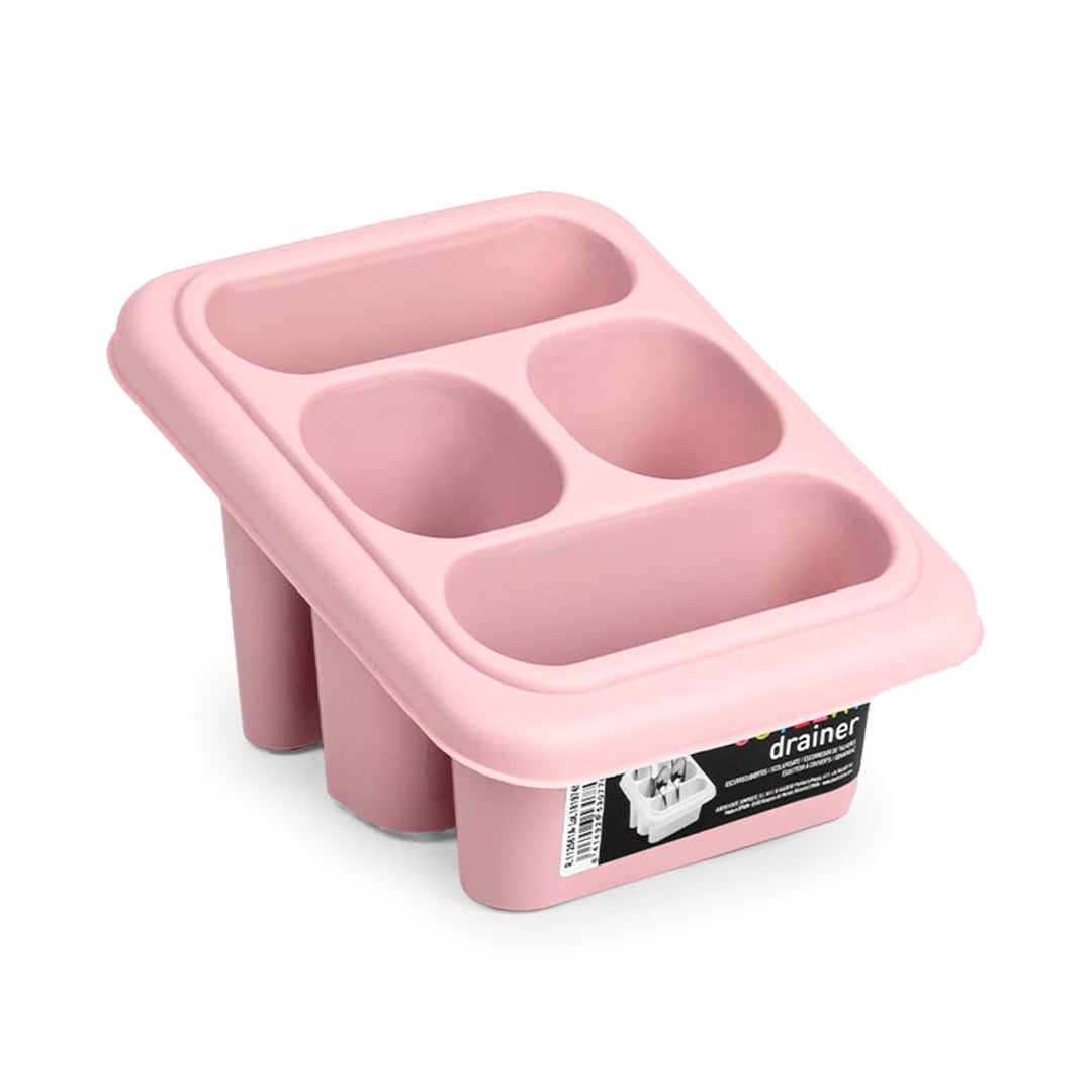 Plastic Forte Square - Set de 2 Escurridores de Cubiertos con 4 Compartimentos. Rosa