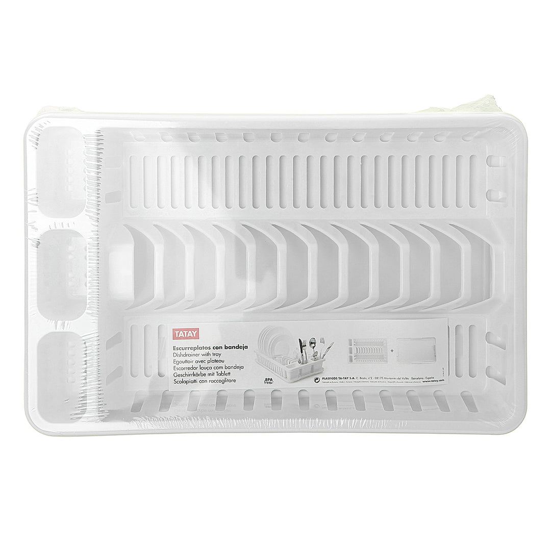 Tatay 1127001 - Escurreplatos con Bandeja de drenaje en PP5, Libre de BPA. Blanco