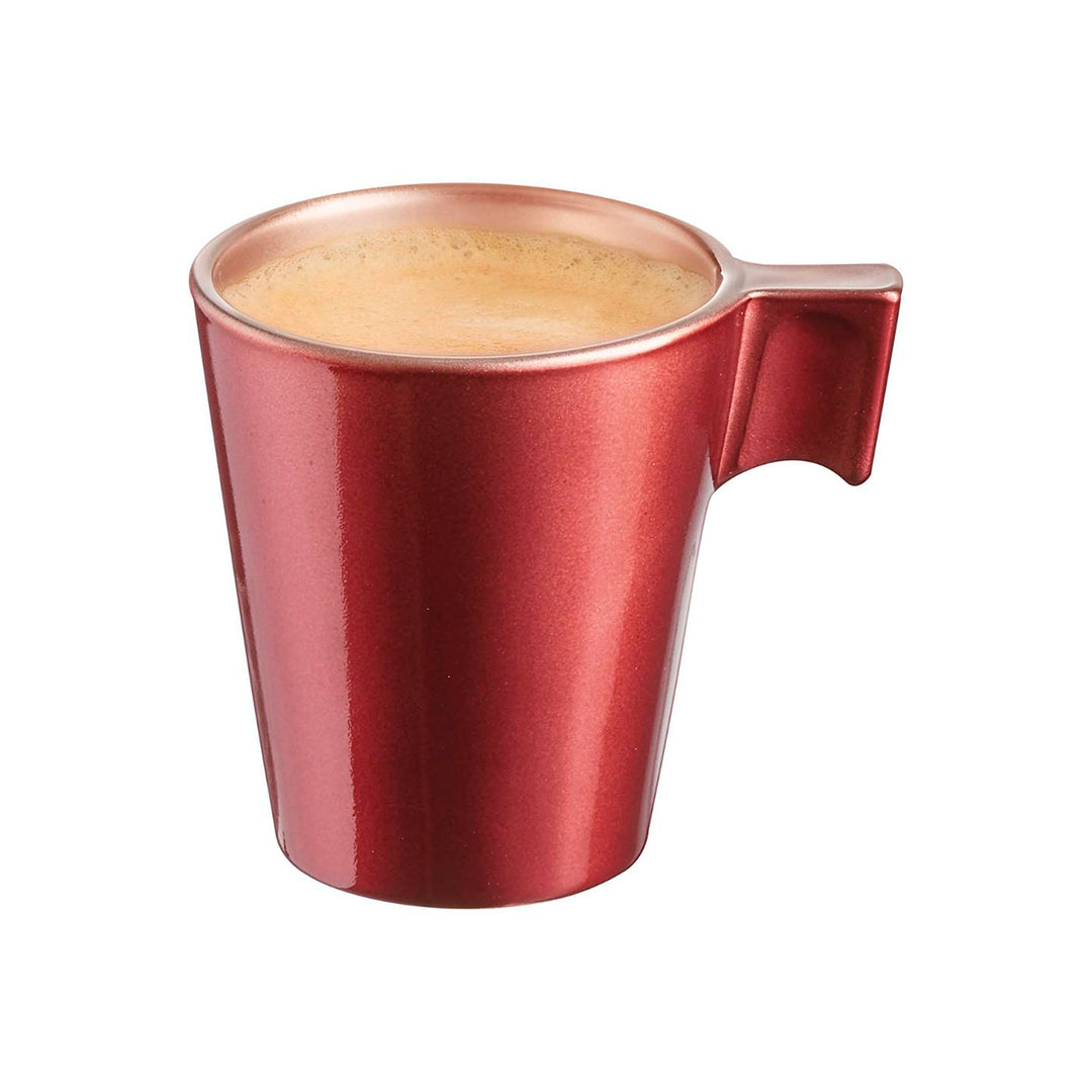 Luminarc Flashy - Juego de 4 Tazas de Café de 8 cl en Vidrio Templado Metalizado. Astral Red