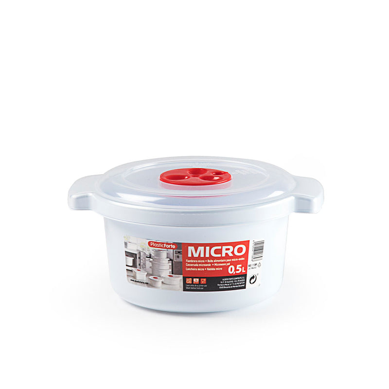 Plastic Forte - Juego de 2 Recipientes para Cocinar al Microondas de 0.5L con Válvula