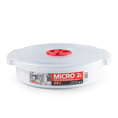 Plastic Forte - Juego de 2 Recipientes Bajos para Cocinar al Microondas de 1L y 2L con Válvula