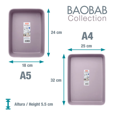 TATAY Baobab - Set de 4 Organizadores de Cajones en Plástico PP05. Lilac