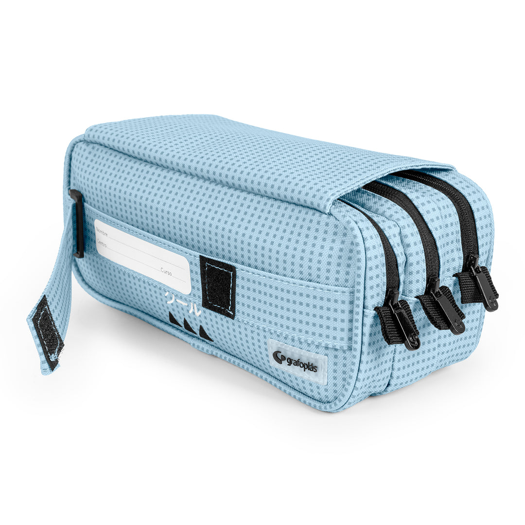 ColePack Kūru 2022 - Estuche Triple de 3 Cremalleras con Material Escolar Incluido. Azul