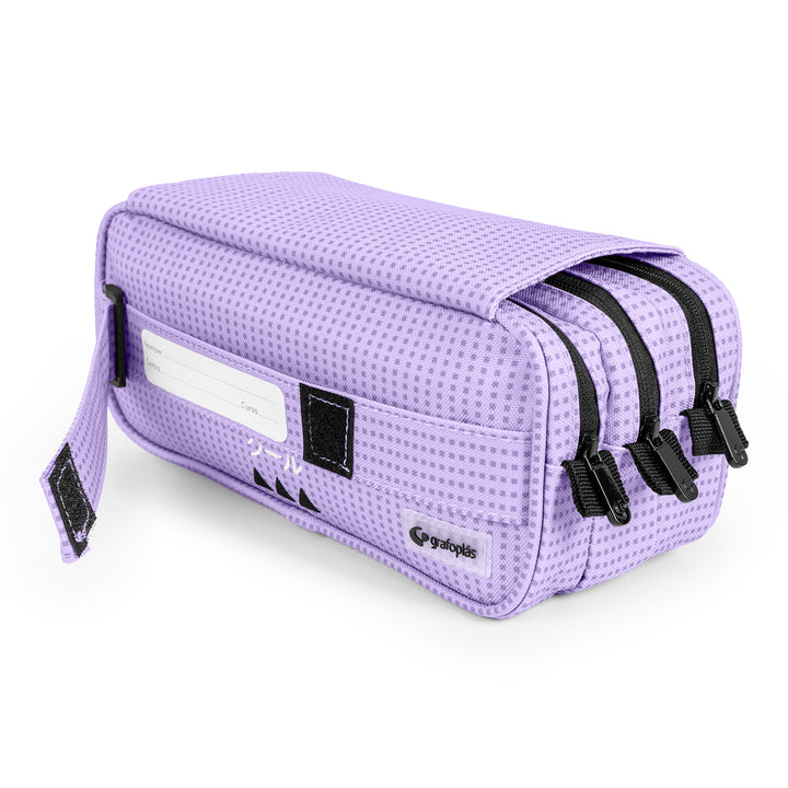 ColePack Kūru 2022 - Estuche Triple de 3 Cremalleras con Material Escolar Incluido. Lavanda