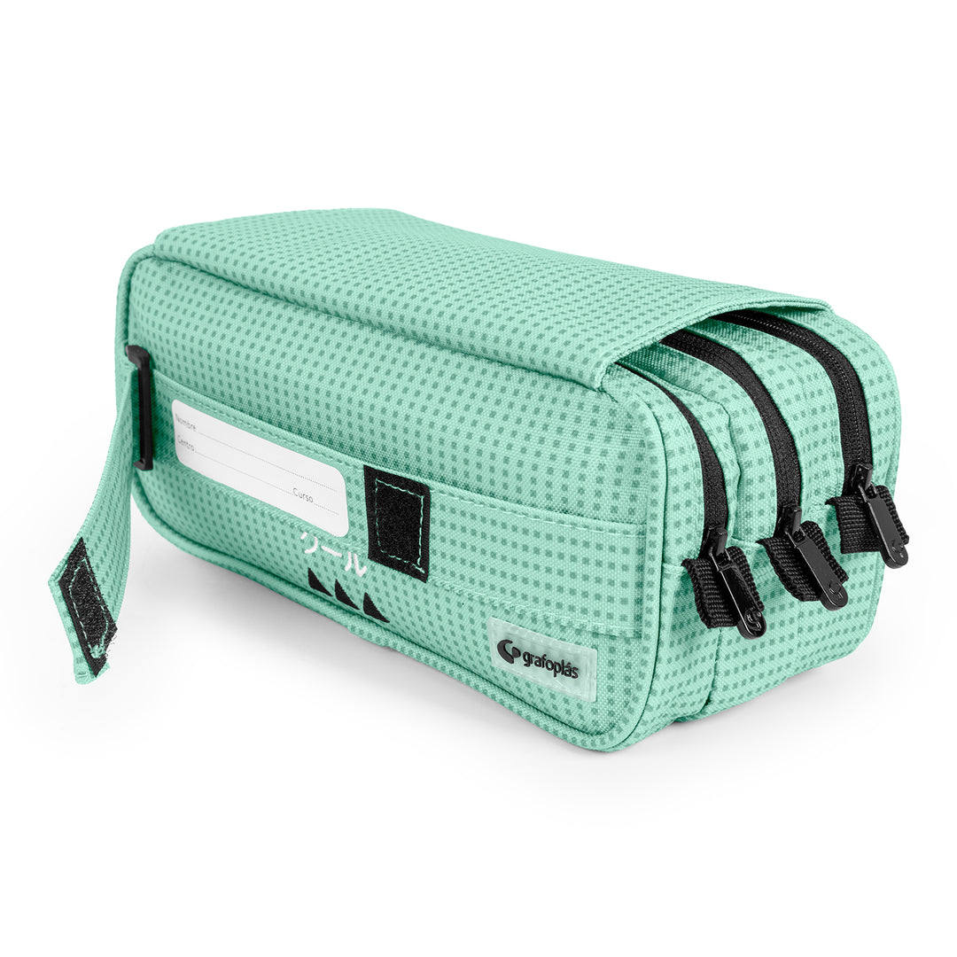 ColePack Kūru 2022 - Estuche Triple de 3 Cremalleras con Material Escolar Incluido. Menta