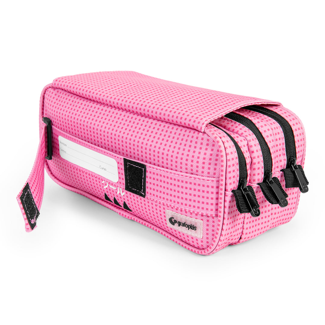 ColePack Kūru 2022 - Estuche Triple de 3 Cremalleras con Material Escolar Incluido. Rosa