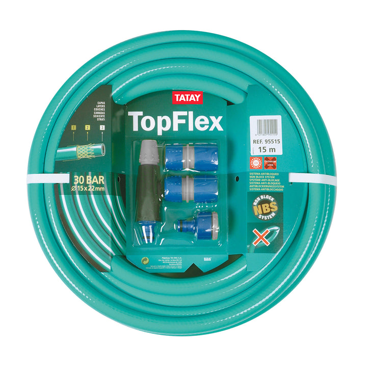 TATAY Top Flex - Juego Universal de Soporte y Manguera 15m con Conectores y Boquilla