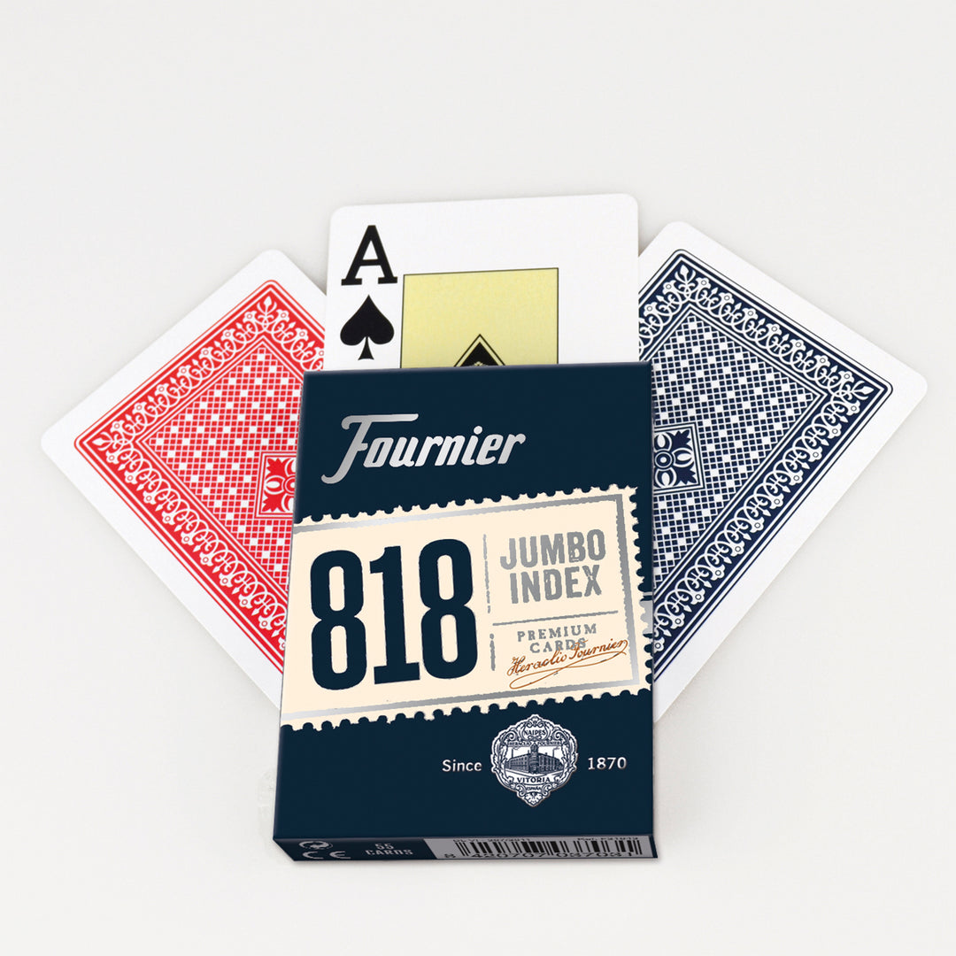 FOURNIER F21643 - Baraja de Póker Inglés y Bridge 818 de 55 Cartas. Reverso Azul