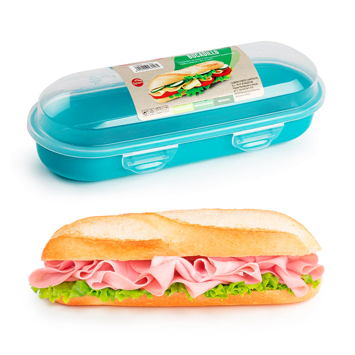 Plastic Forte - Pack de Porta Bocadillos y Porta Sándwich Reutilizables. Turquesa