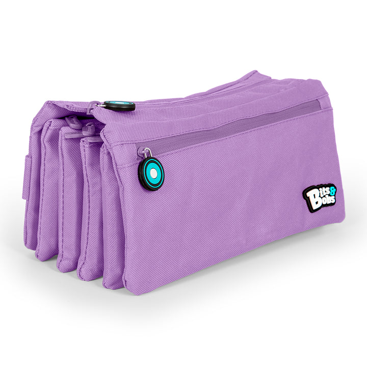 Grafoplás - Estuche Escolar Cuádruple de Alta Capacidad con Cuatro Cremalleras. Lavanda