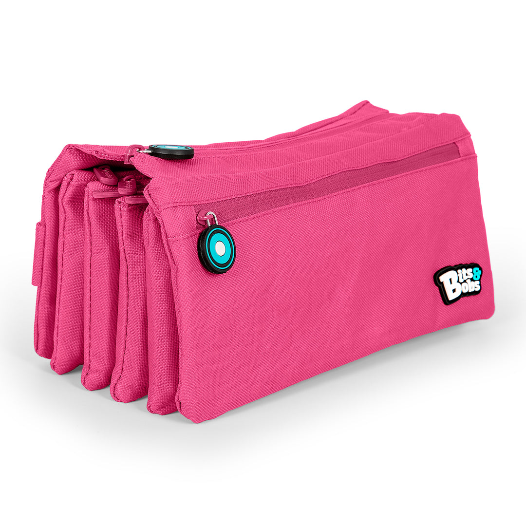 Grafoplás - Estuche Escolar Cuádruple de Alta Capacidad con Cuatro Cremalleras. Rosa