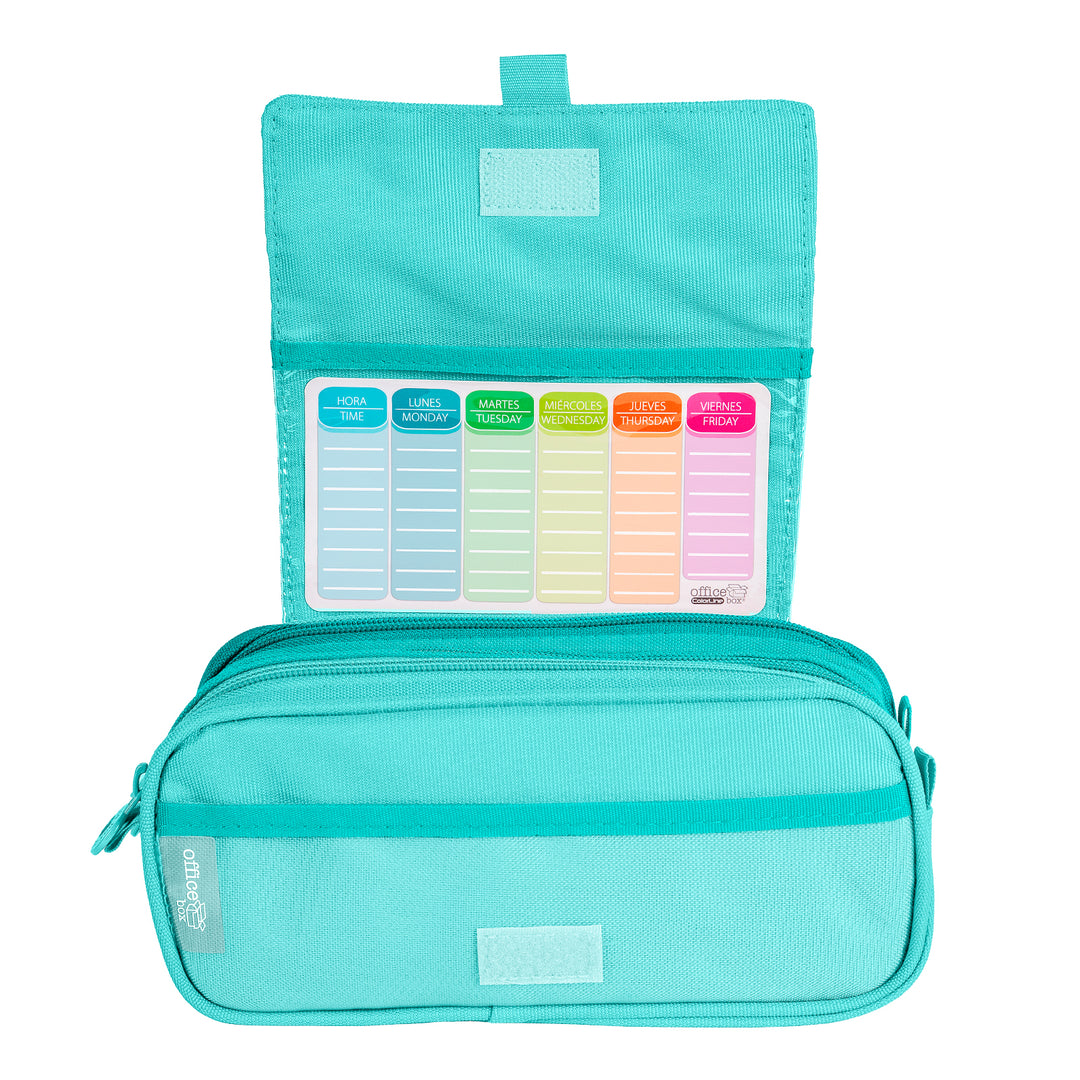 Estuche Portatodo Triple con Tres Cremalleras para Material Escolar Blush Pastel Verde