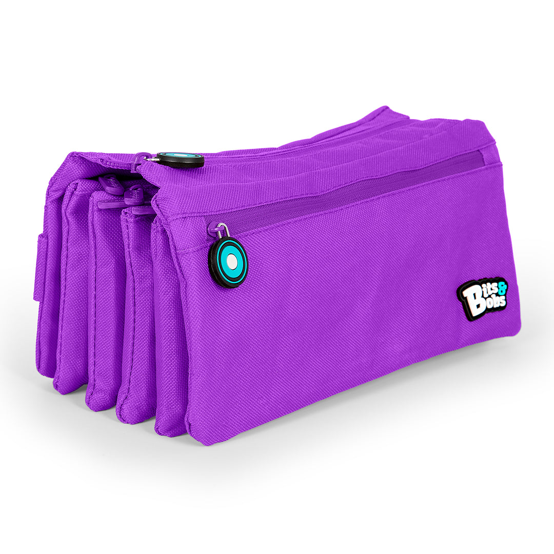 Grafoplás - Estuche Escolar Cuádruple de Alta Capacidad con Cuatro Cremalleras. Violeta