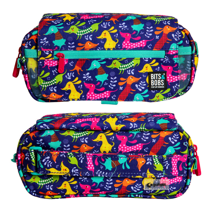 ColePack Design - Estuche Triple de 3 Cremalleras con Material Escolar Incluido. Dogs Party