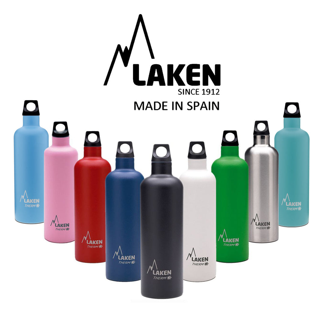 LAKEN Futura - Botella Térmica de Boca Estrecha 0.5L en Acero Inoxidable. Negro