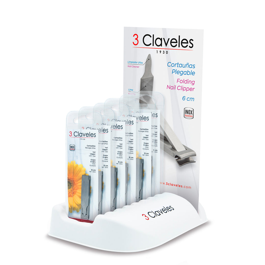 3 Claveles - Cortauñas de 6 cm Plegable en Acero Inoxidable